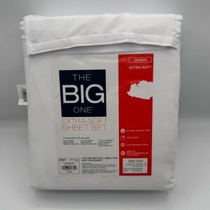 The Big One Extra-Soft Sheet Set - Classic White QUEEN size flat fitted pillow